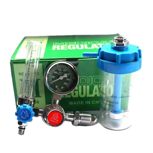 Kit de regulador de oxígeno medicinal CGA540 con flujómetro, manómetro y humidificador. Airprov